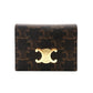 CELINE Triomphe Card Case Brown PVC Leather Business Card Holder R801289