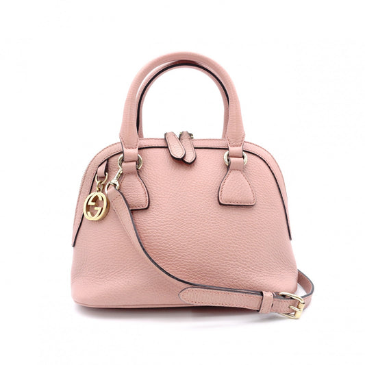 GUCCI Interlocking Shoulder Bag, Leather, Pink, 2-Way