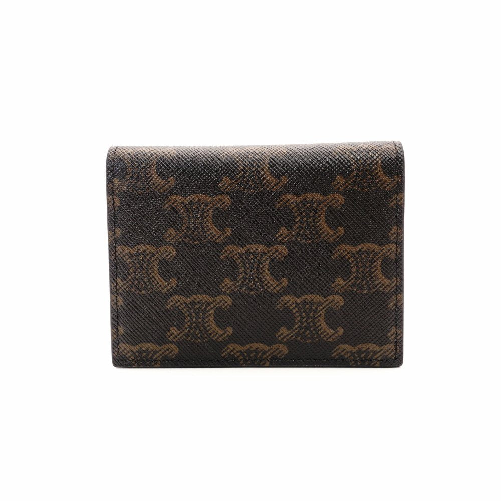 CELINE Triomphe Card Case Brown PVC Leather Business Card Holder R801289