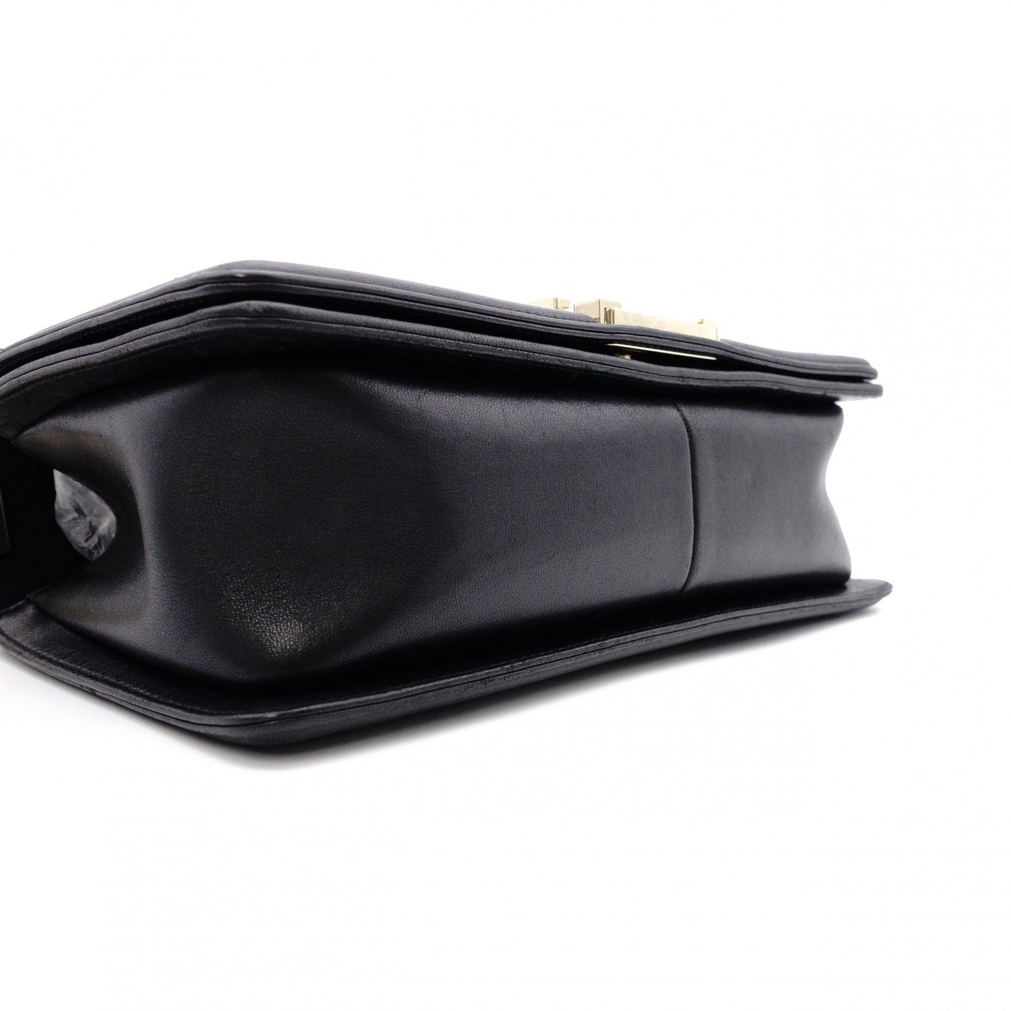 CHANEL Lambskin Boy Chanel 25 Shoulder Bag, Leather, Black with Gold Hardware