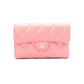 CHANEL Caviar Skin Matelassé Long Wallet, Leather, Pink, CC Logo, Gold Hardware, Foldable Wallet
