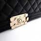 CHANEL Lambskin Boy Chanel 25 Shoulder Bag, Leather, Black with Gold Hardware