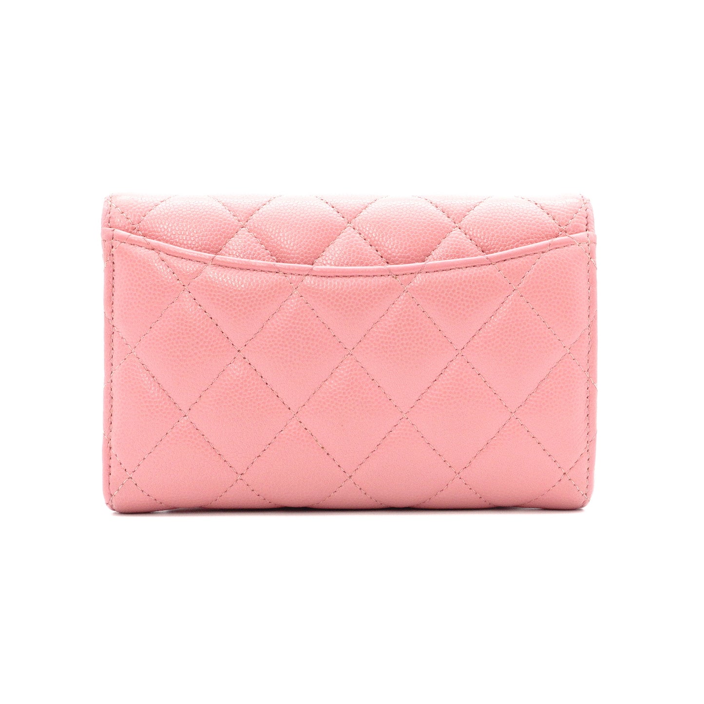 CHANEL Caviar Skin Matelassé Long Wallet, Leather, Pink, CC Logo, Gold Hardware, Foldable Wallet