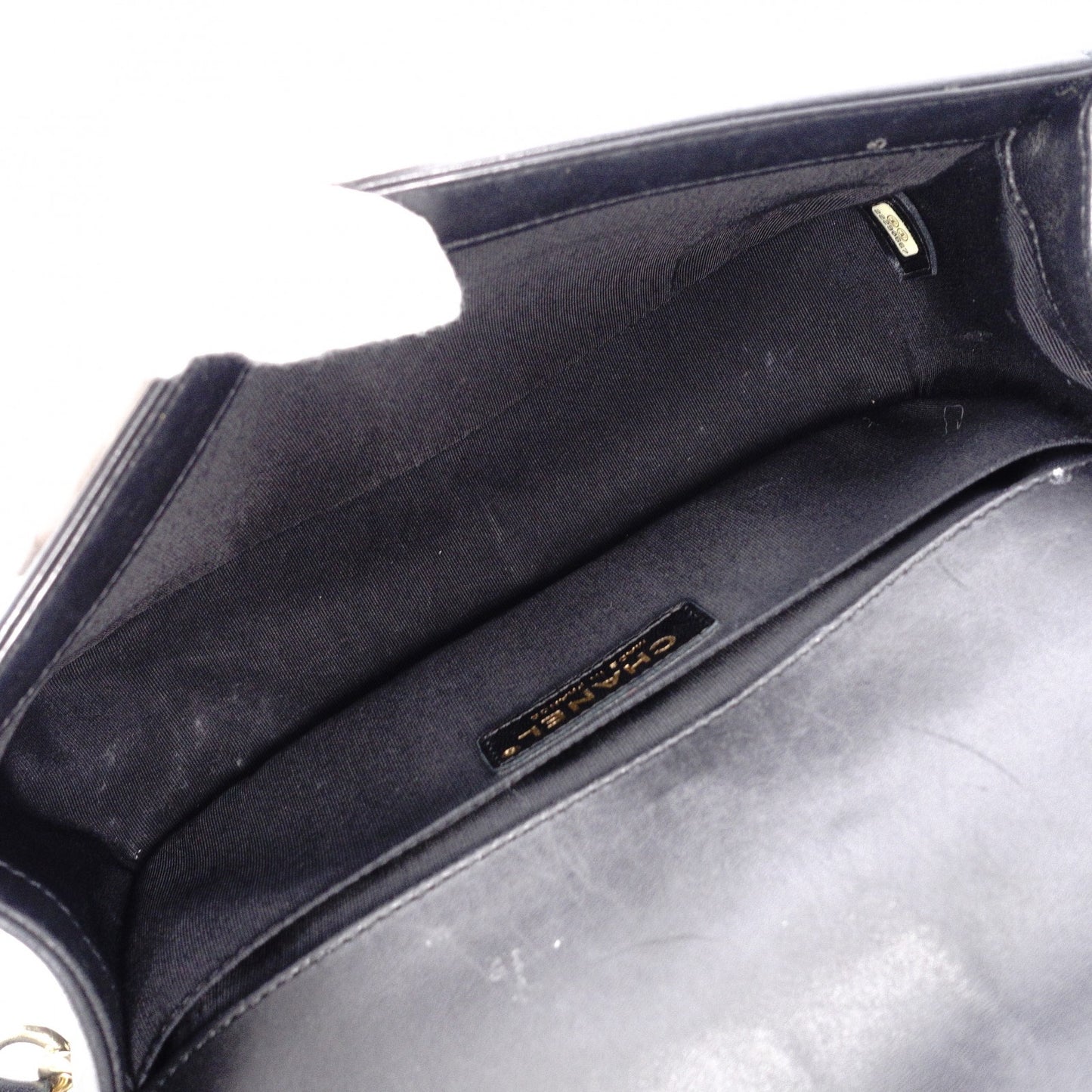 CHANEL Lambskin Boy Chanel 25 Shoulder Bag, Leather, Black with Gold Hardware