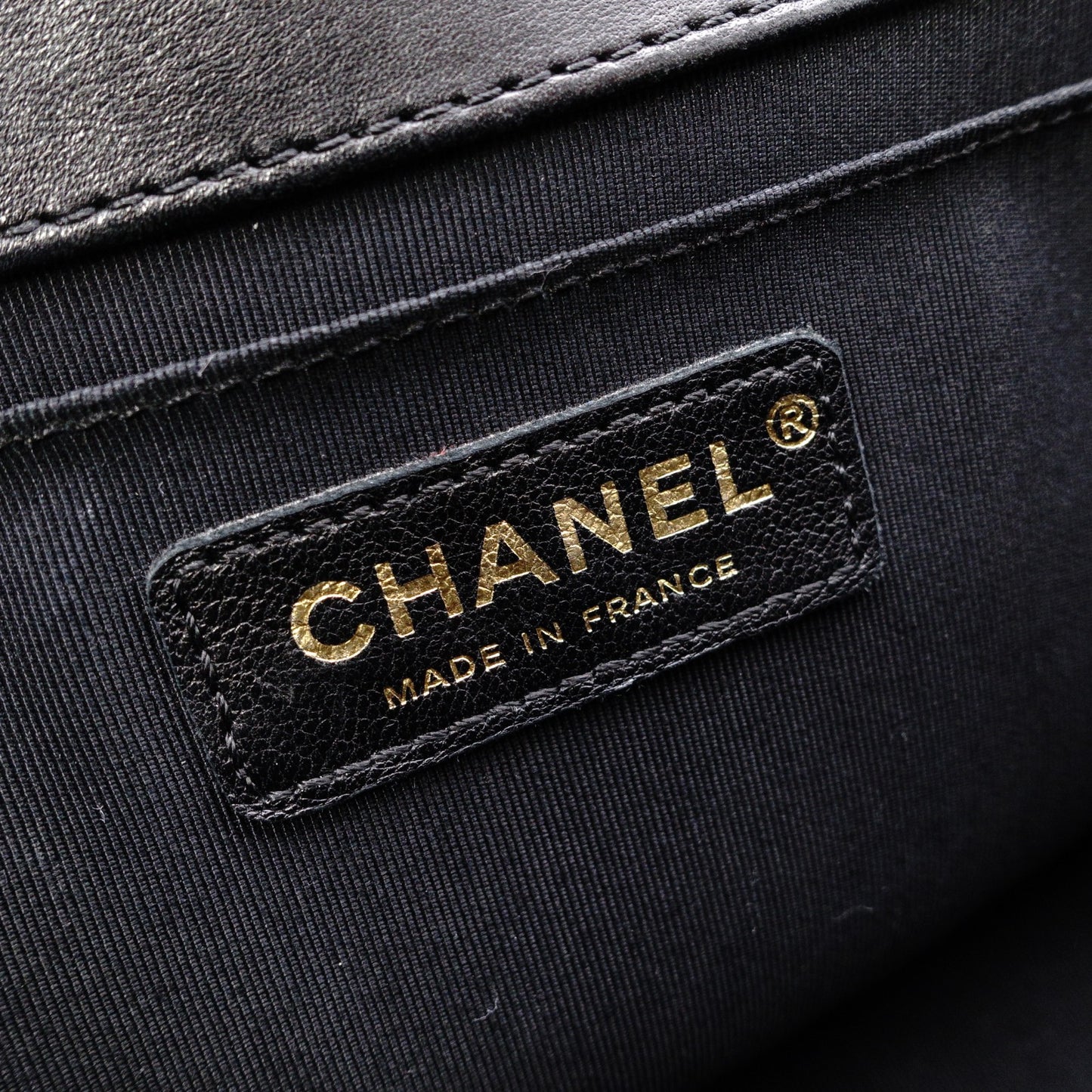CHANEL Lambskin Boy Chanel 25 Shoulder Bag, Leather, Black with Gold Hardware