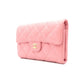 CHANEL Caviar Skin Matelassé Long Wallet, Leather, Pink, CC Logo, Gold Hardware, Foldable Wallet