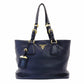 PRADA VITELLO DINY Tote Bag Leather Navy Blue Blue Shoulder Gold Hardware R801158