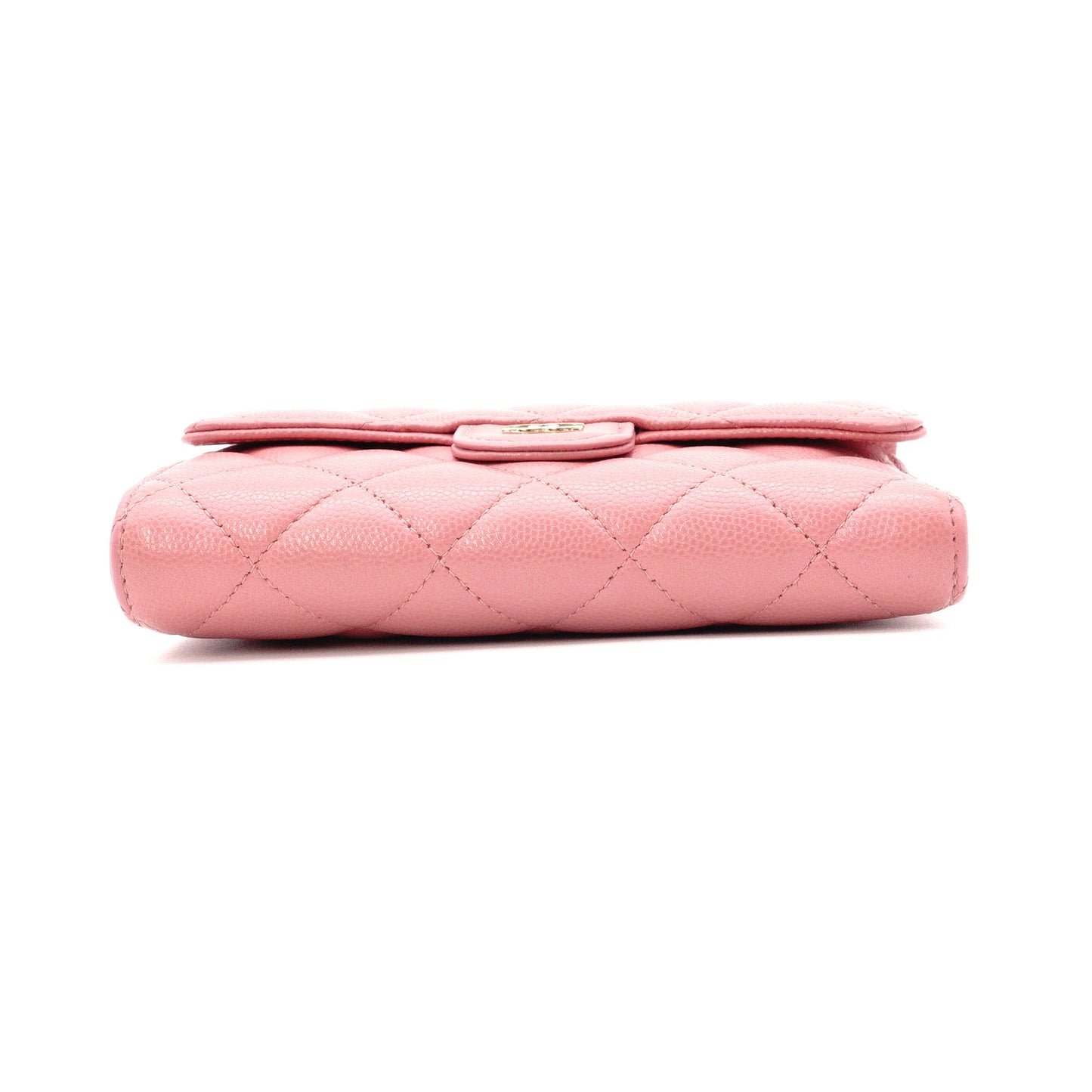CHANEL Caviar Skin Matelassé Long Wallet, Leather, Pink, CC Logo, Gold Hardware, Foldable Wallet