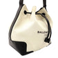 Balenciaga Navy Bucket Shoulder Bag Canvas Beige × Black Crossbody Leather 7-12-477