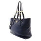 PRADA VITELLO DINY Tote Bag Leather Navy Blue Blue Shoulder Gold Hardware R801158