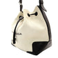 Balenciaga Navy Bucket Shoulder Bag Canvas Beige × Black Crossbody Leather 7-12-477