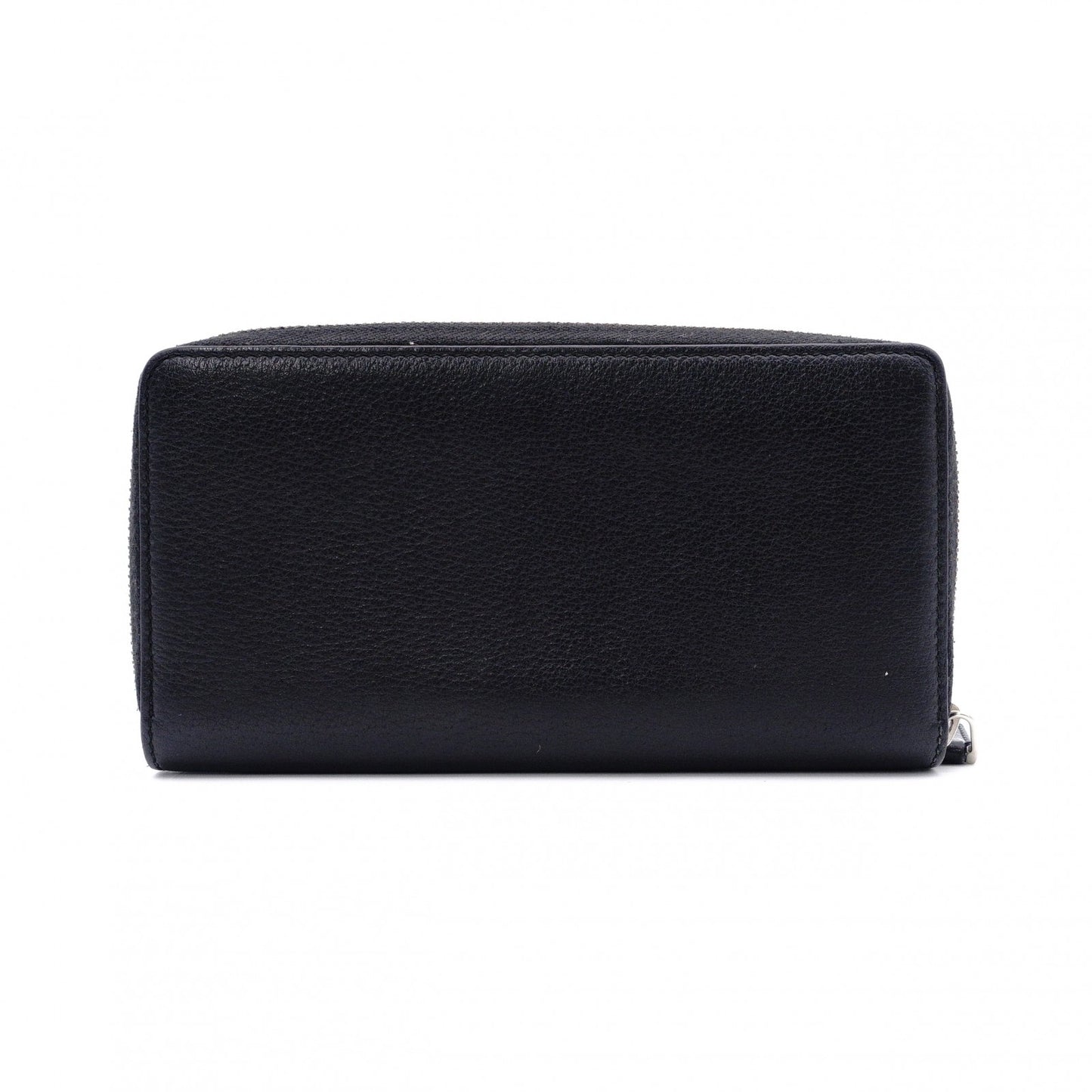 GUCCI Round-Zip Striped Leather Long Wallet, Black