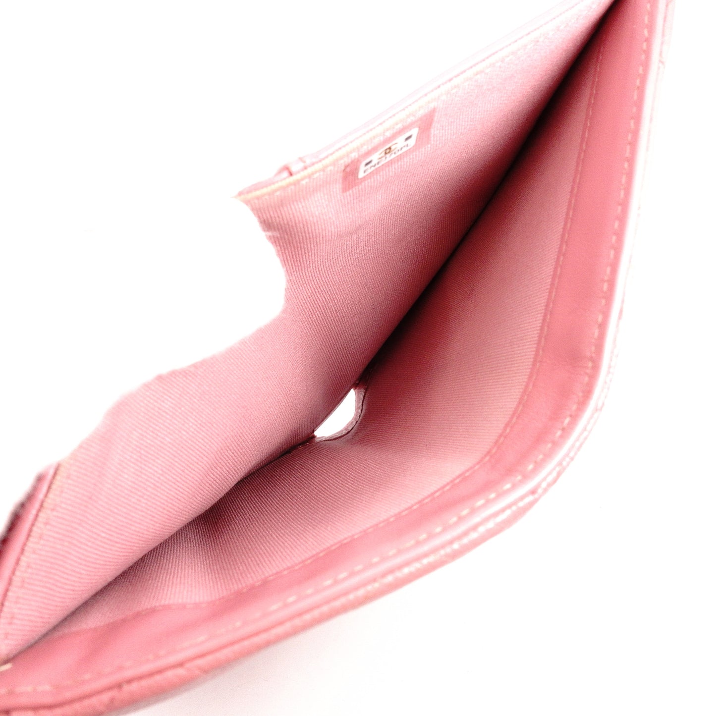 CHANEL Caviar Skin Matelassé Long Wallet, Leather, Pink, CC Logo, Gold Hardware, Foldable Wallet