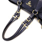 PRADA VITELLO DINY Tote Bag Leather Navy Blue Blue Shoulder Gold Hardware R801158