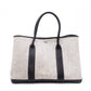 HERMES Garden Party PM Tote Bag, Canvas and Leather, Grey, with “F” Engraving