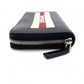 GUCCI Round-Zip Striped Leather Long Wallet, Black