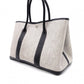 HERMES Garden Party PM Tote Bag, Canvas and Leather, Grey, with “F” Engraving