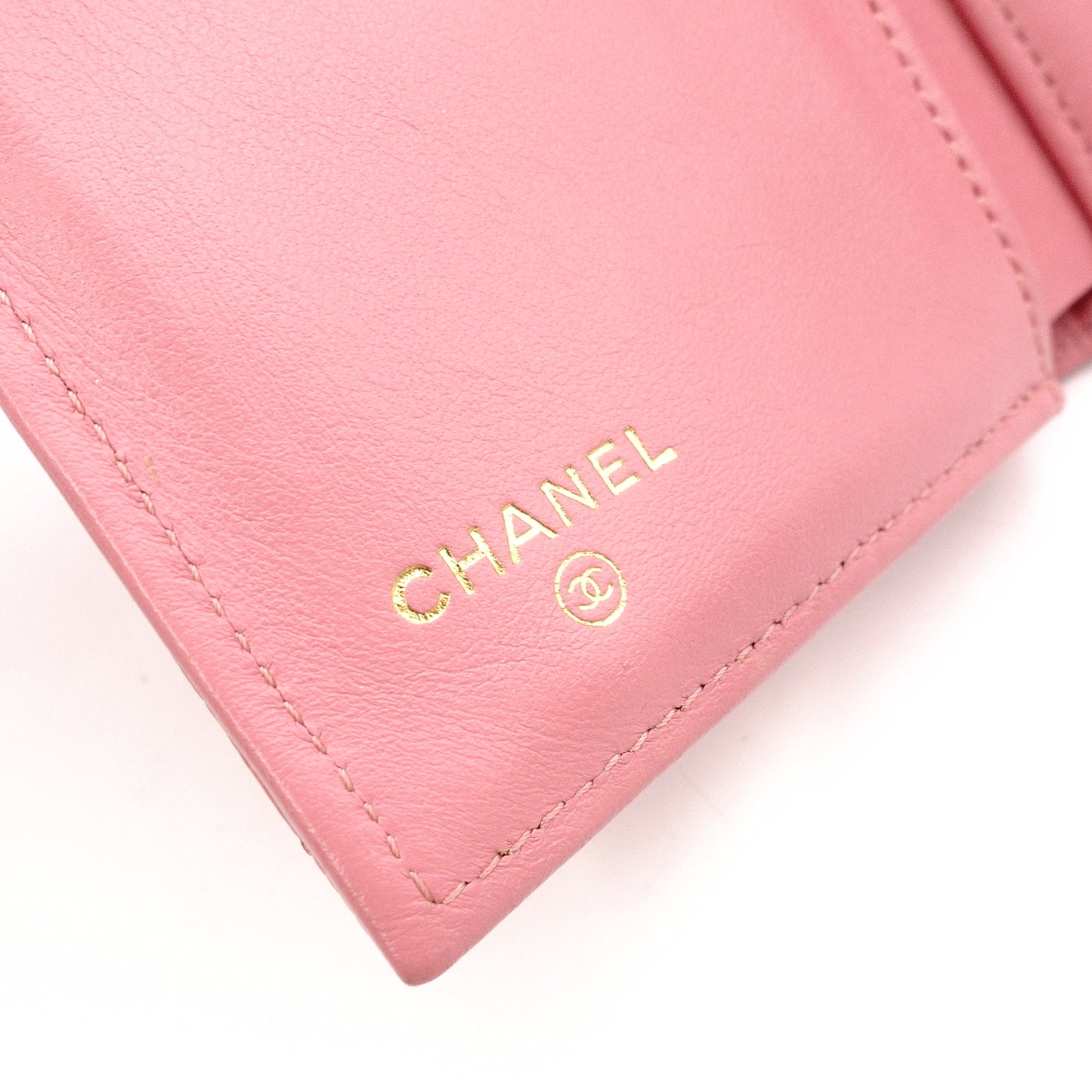 CHANEL Caviar Skin Matelassé Long Wallet, Leather, Pink, CC Logo, Gold Hardware, Foldable Wallet