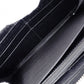 GUCCI Round-Zip Striped Leather Long Wallet, Black