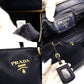 PRADA VITELLO DINY Tote Bag Leather Navy Blue Blue Shoulder Gold Hardware R801158