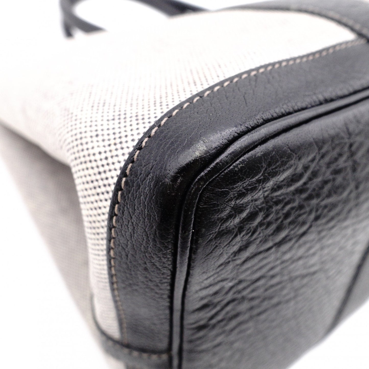 HERMES Garden Party PM Tote Bag, Canvas and Leather, Grey, with “F” Engraving