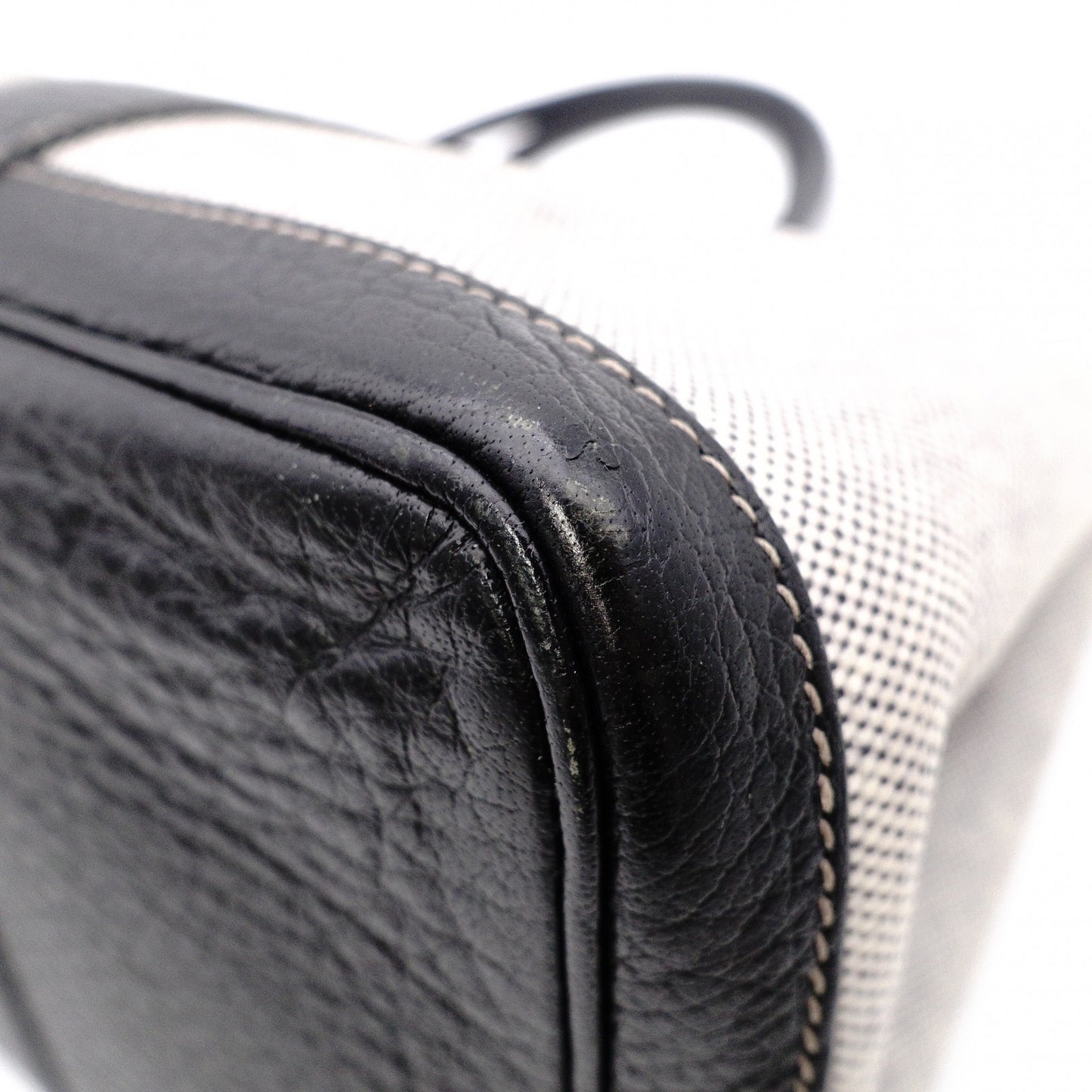 HERMES Garden Party PM Tote Bag, Canvas and Leather, Grey, with “F” Engraving