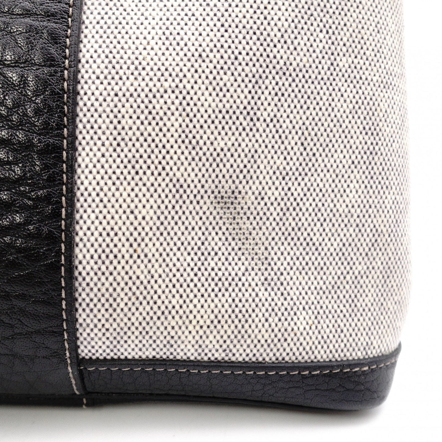 HERMES Garden Party PM Tote Bag, Canvas and Leather, Grey, with “F” Engraving