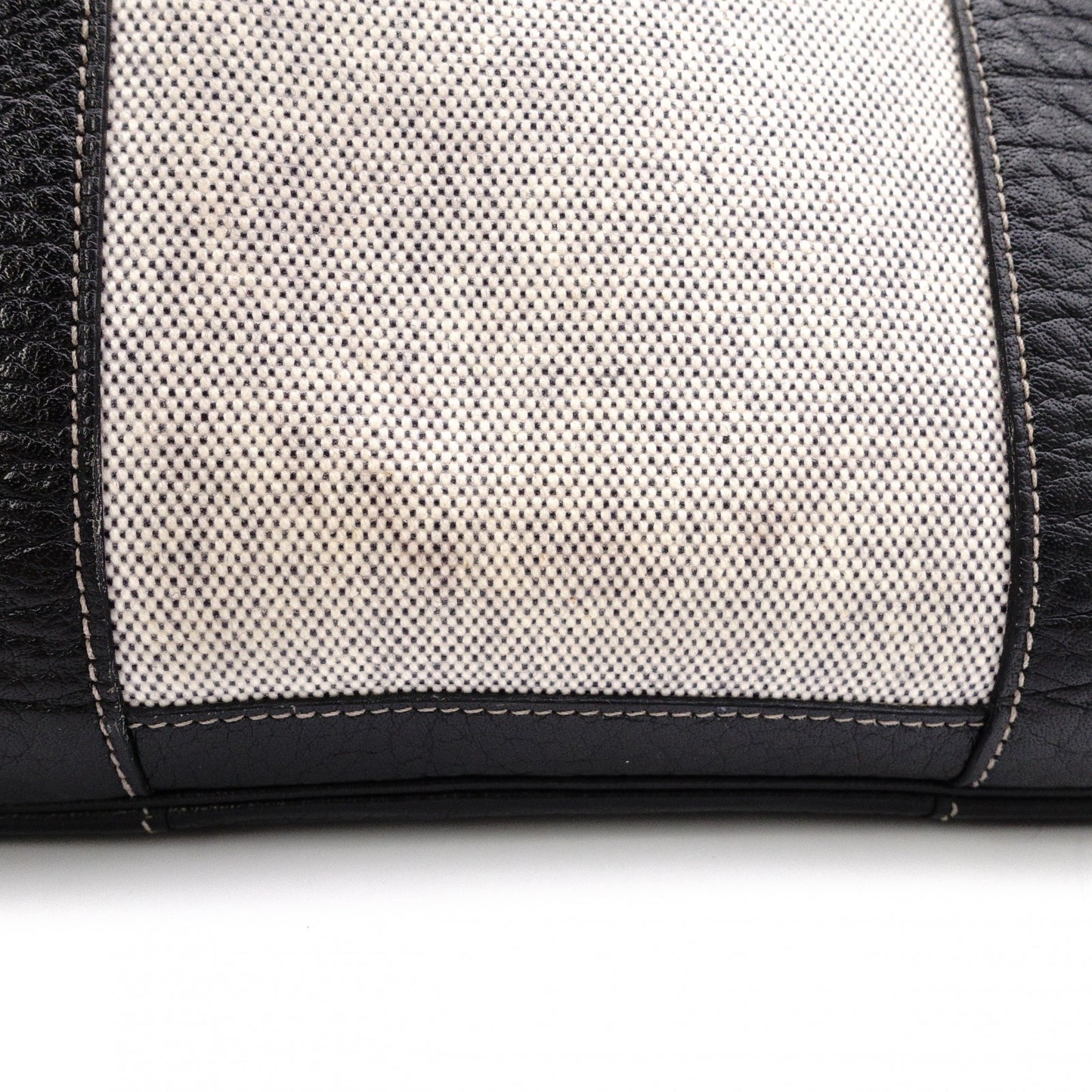 HERMES Garden Party PM Tote Bag, Canvas and Leather, Grey, with “F” Engraving