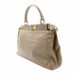 FENDI Peekaboo Handbag Greige 2-Way Shoulder Leather Gold Hardware R801609