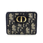 DIOR Trotter Tri-Fold Wallet Canvas Navy Mini Wallet Leather 7-9-423