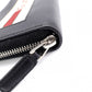 GUCCI Round-Zip Striped Leather Long Wallet, Black