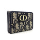 DIOR Trotter Tri-Fold Wallet Canvas Navy Mini Wallet Leather 7-9-423