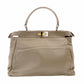 FENDI Peekaboo Handbag Greige 2-Way Shoulder Leather Gold Hardware R801609