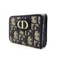 DIOR Trotter Tri-Fold Wallet Canvas Navy Mini Wallet Leather 7-9-423