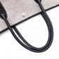 HERMES Garden Party PM Tote Bag, Canvas and Leather, Grey, with “F” Engraving