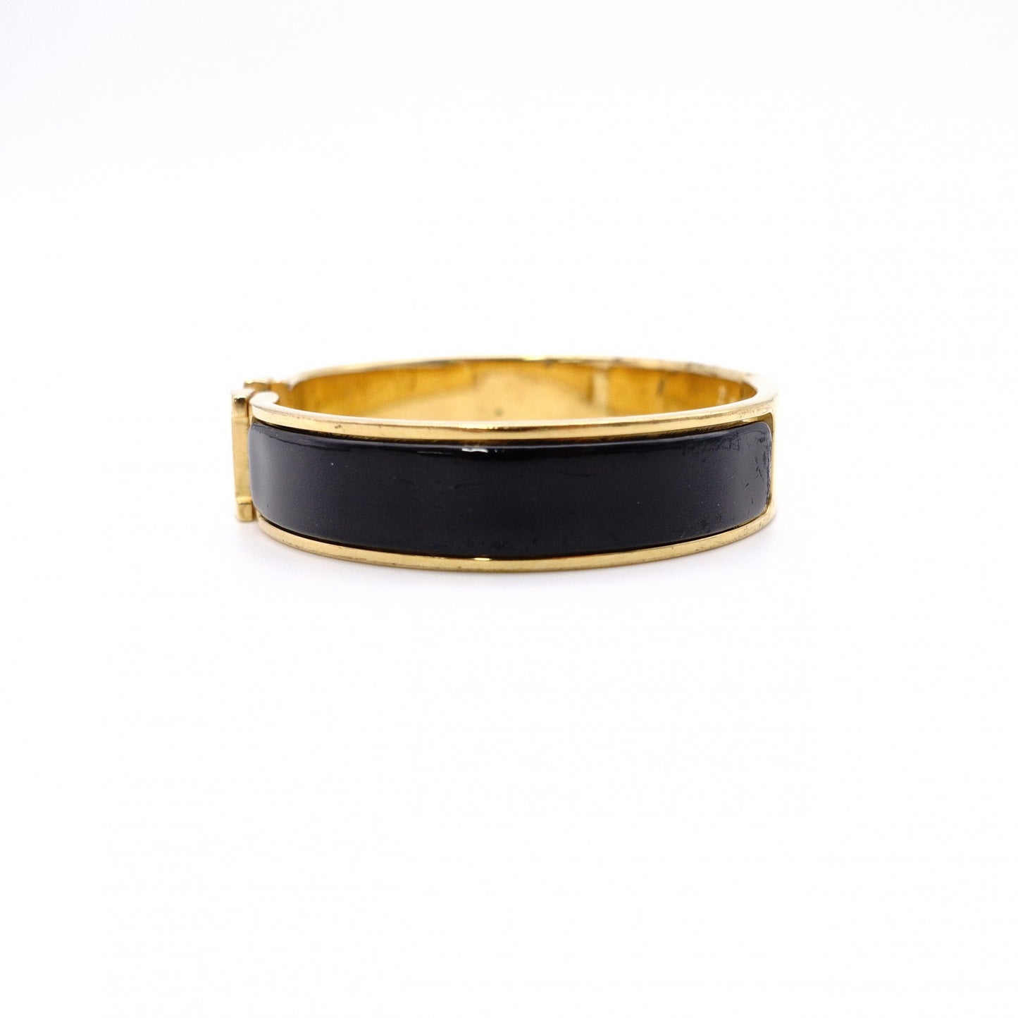 HERMES Click-Clack Bangle, Metal, Gold and Black