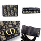 DIOR Trotter Tri-Fold Wallet Canvas Navy Mini Wallet Leather 7-9-423