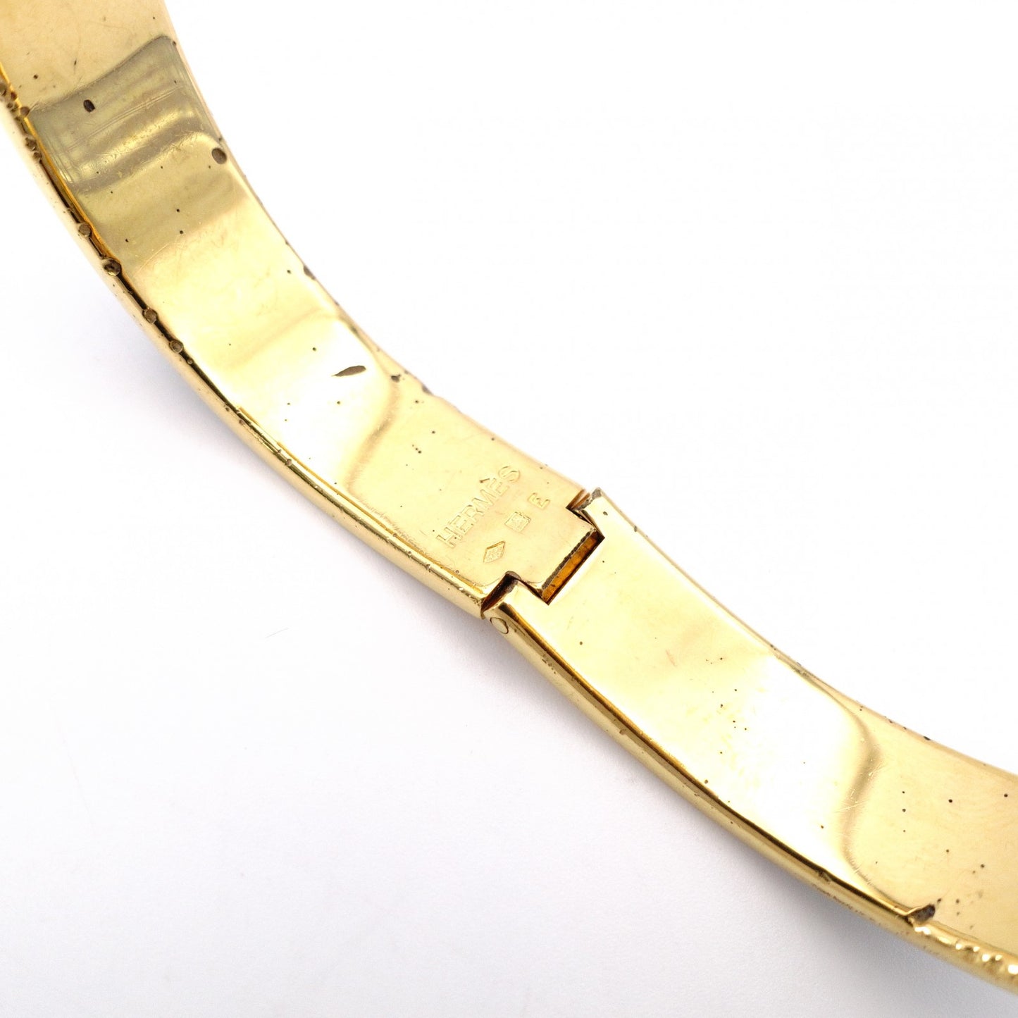HERMES Click-Clack Bangle, Metal, Gold and Black
