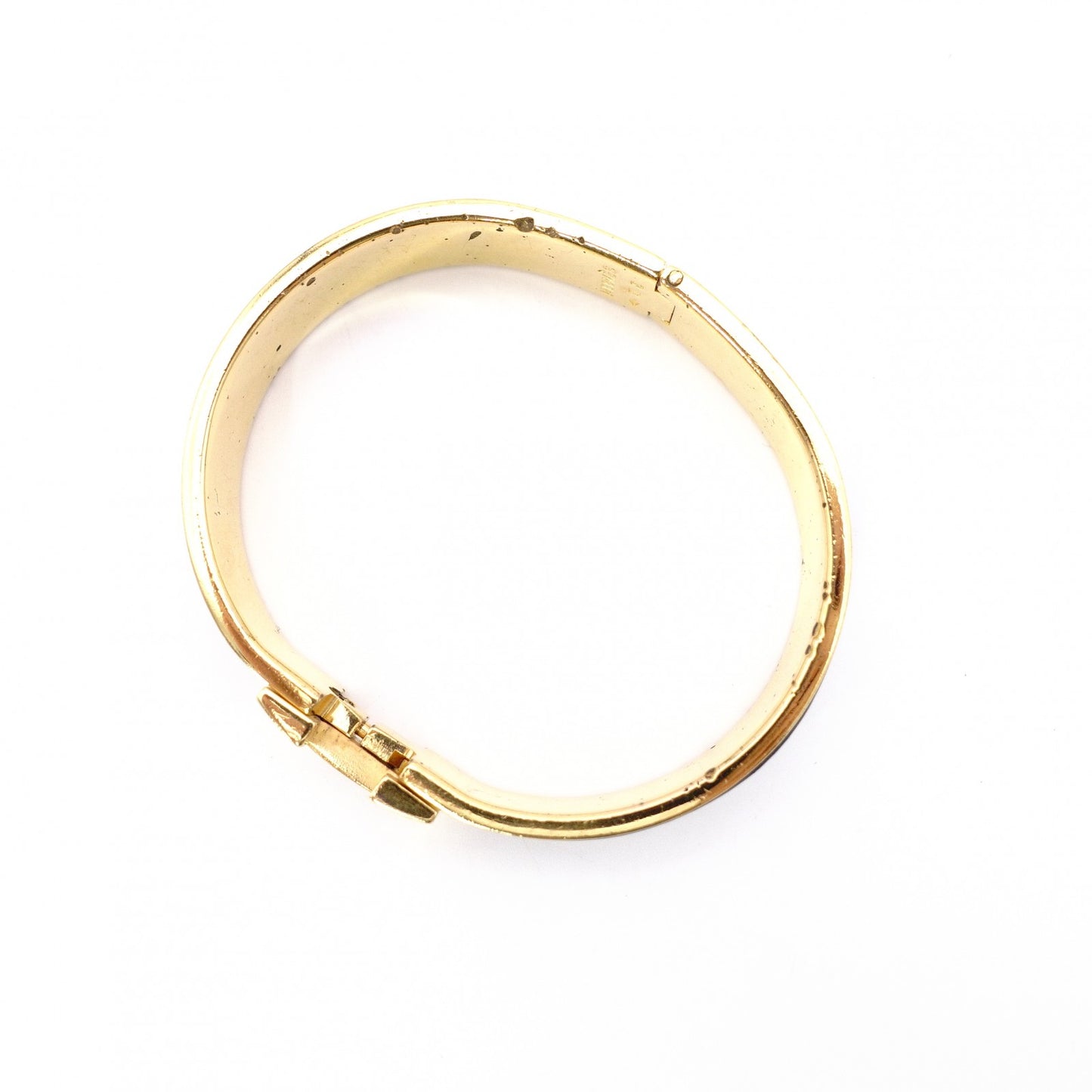 HERMES Click-Clack Bangle, Metal, Gold and Black