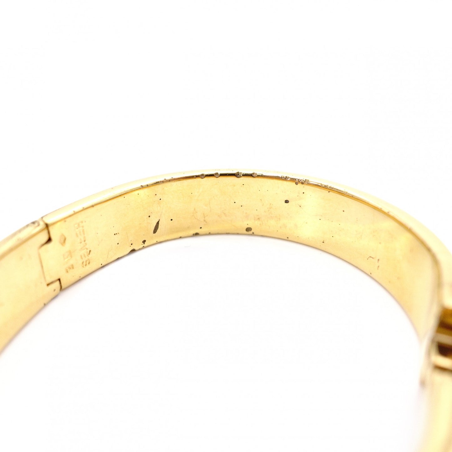 HERMES Click-Clack Bangle, Metal, Gold and Black