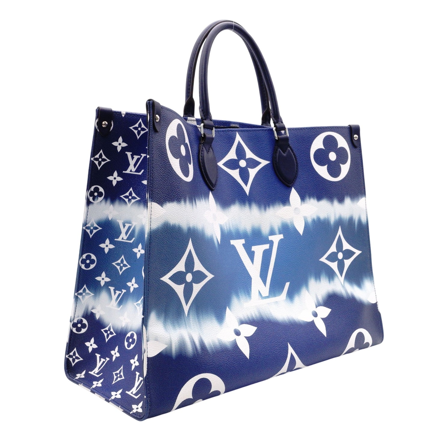 LOUIS VUITTON On the Go MM OTG LV Escal Handbag, PVC/Leather, Blue, 2-Way Shoulder Bag