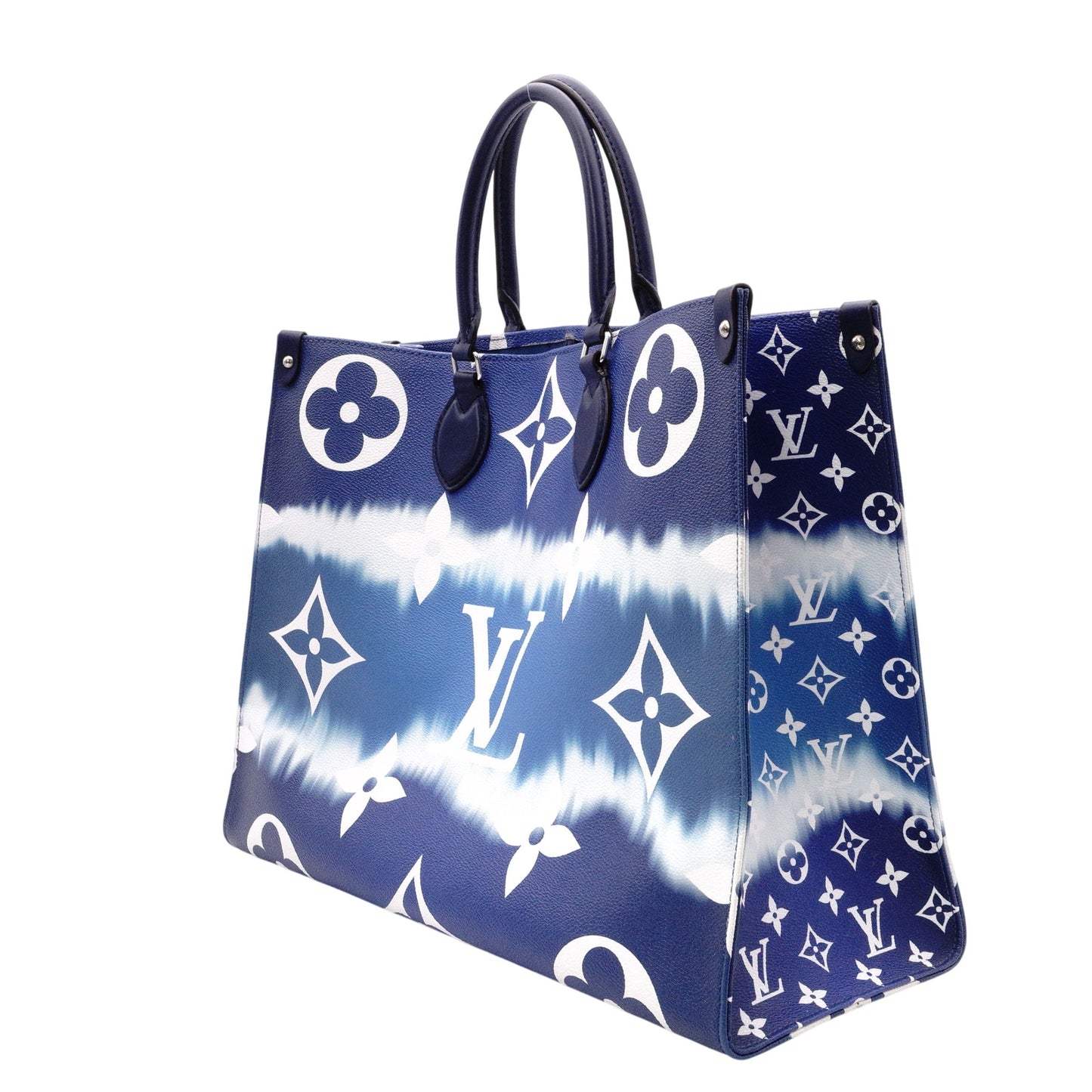 LOUIS VUITTON On the Go MM OTG LV Escal Handbag, PVC/Leather, Blue, 2-Way Shoulder Bag