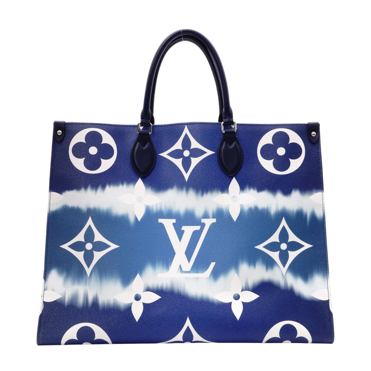 LOUIS VUITTON On the Go MM OTG LV Escal Handbag, PVC/Leather, Blue, 2-Way Shoulder Bag