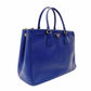 PRADA Galleria Handbag Blue Leather Blue Tote Gold Hardware R801418