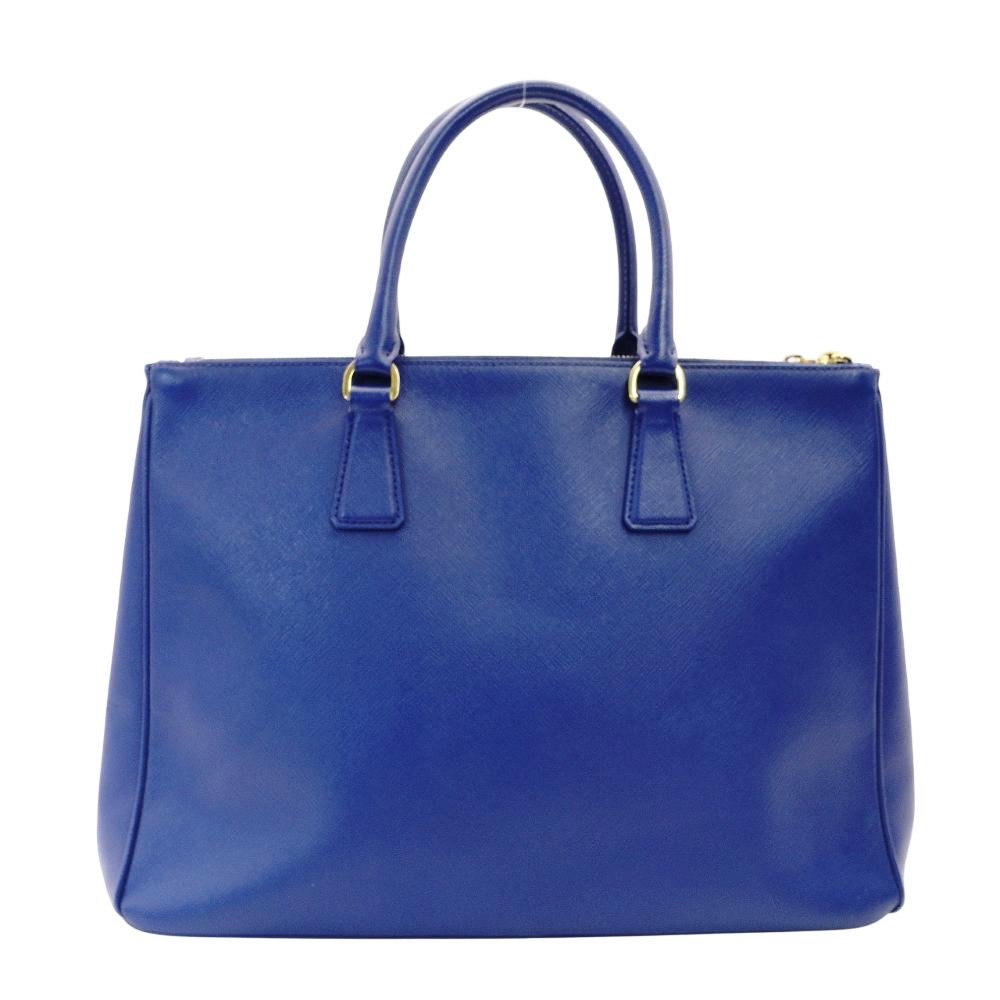 PRADA Galleria Handbag Blue Leather Blue Tote Gold Hardware R801418
