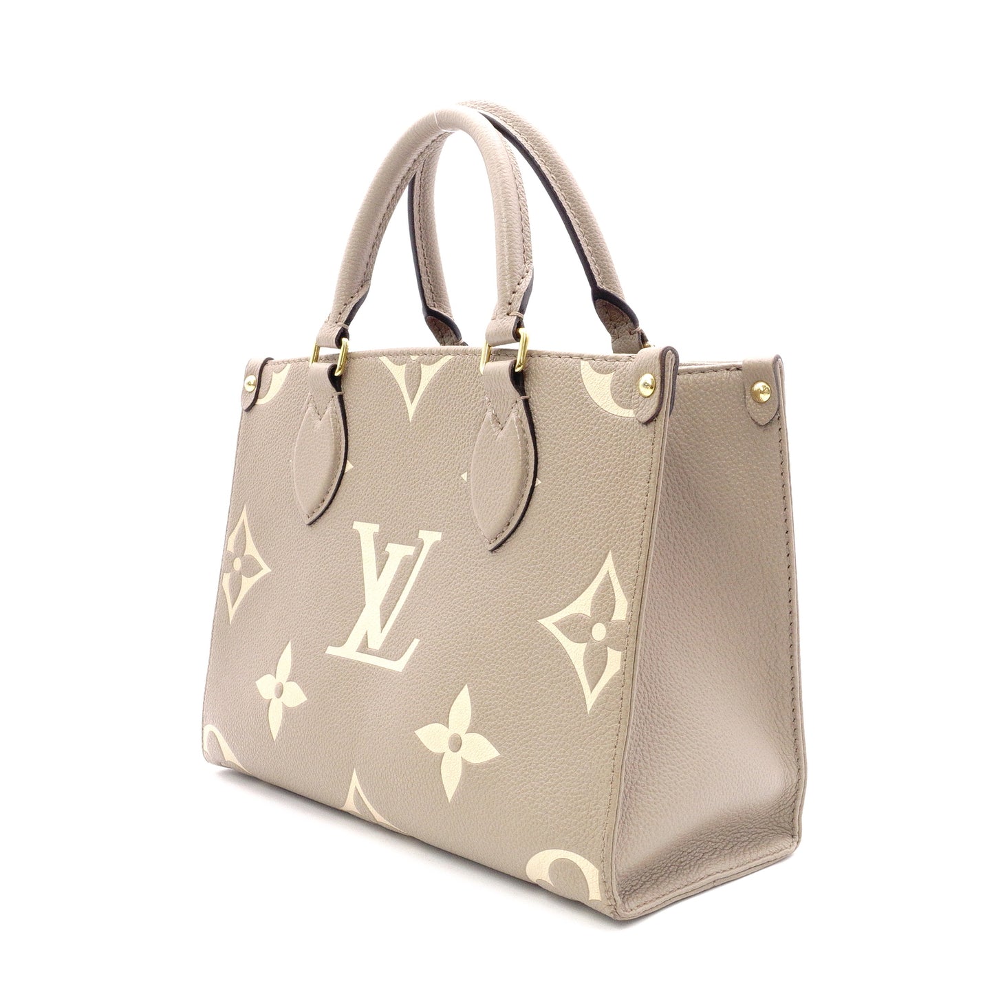 LOUIS VUITTON On the Go PM OTG Monogram Implant Handbag, Leather, Beige, 2-Way