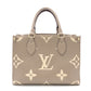 LOUIS VUITTON On the Go PM OTG Monogram Implant Handbag, Leather, Beige, 2-Way