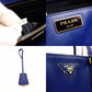 PRADA Galleria Handbag Blue Leather Blue Tote Gold Hardware R801418