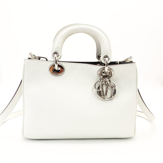 Christian Dior Handbag Lady Dior White Leather White 2-Way Silver Hardware R801492