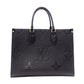 LOUIS VUITTON On the Go MM OTG Monogram Implant Handbag, Leather, Black, 2-Way